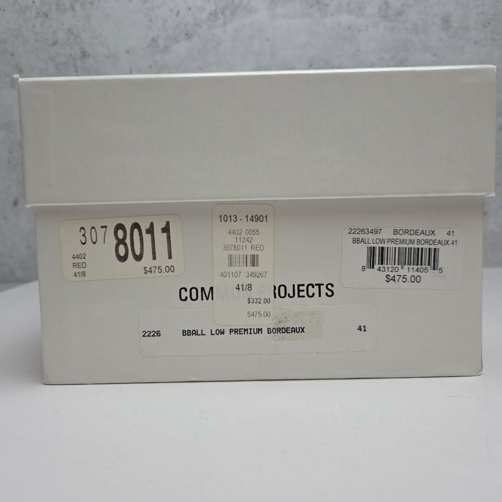 Common Projects BBall Low Premium Bordeaux Sneakers Mens 41 US 8 Leather & Suede - Picture 3 of 10